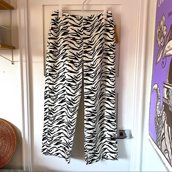 Reformation 100% linen Noble pant in Jayne tiger zebra animal print RARE NWT - Picture 2 of 7